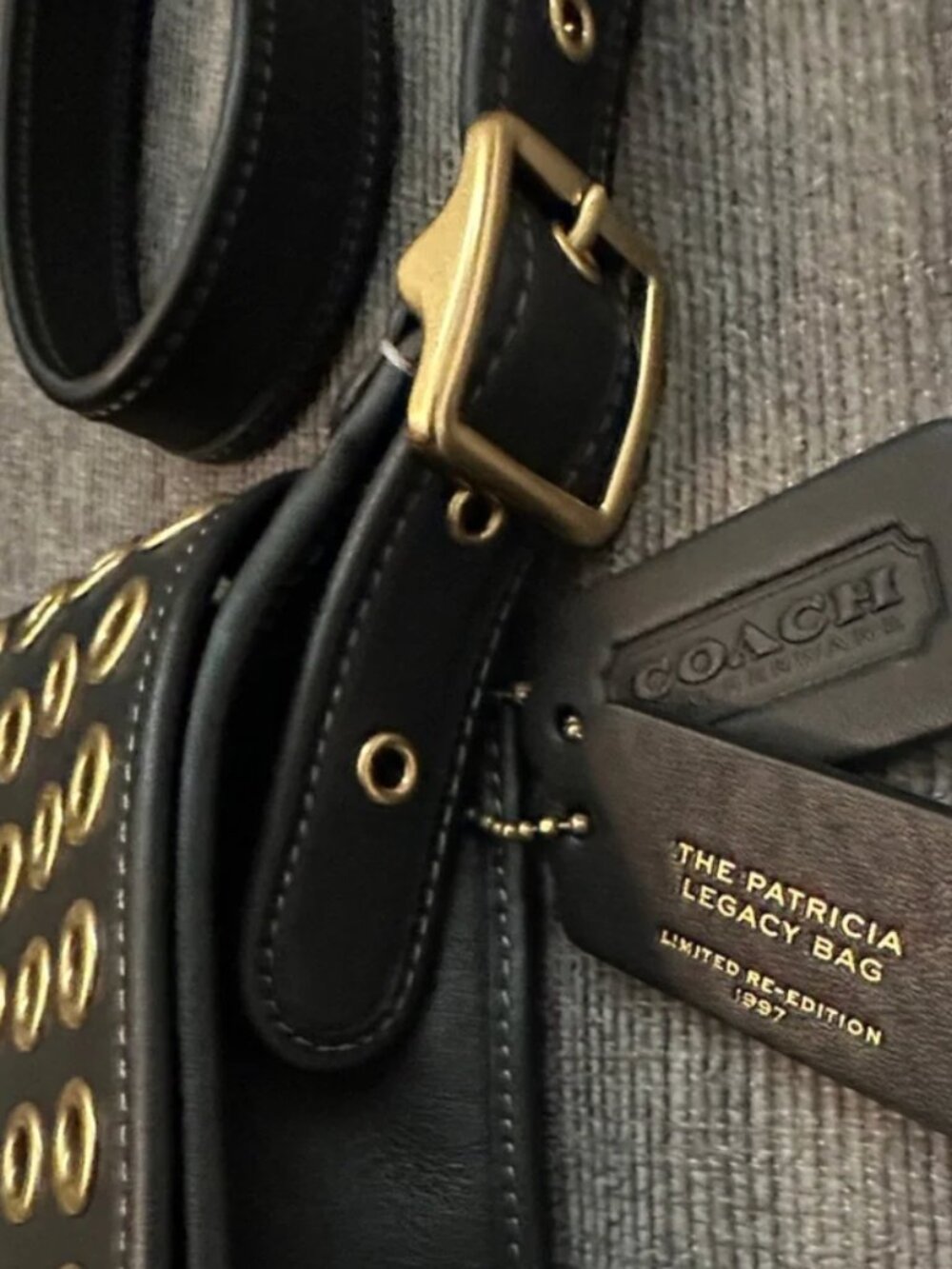 828 Coach Limited Re-Edition Patricia Legacy 19 Bag Black Leather Brass NWT - Picture 7 of 16